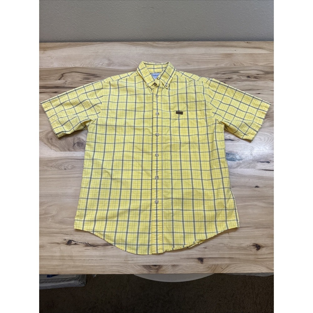 Carhartt S136 Men's Yellow Plaid Short Sleeve Button Up Shirt Size Medium
